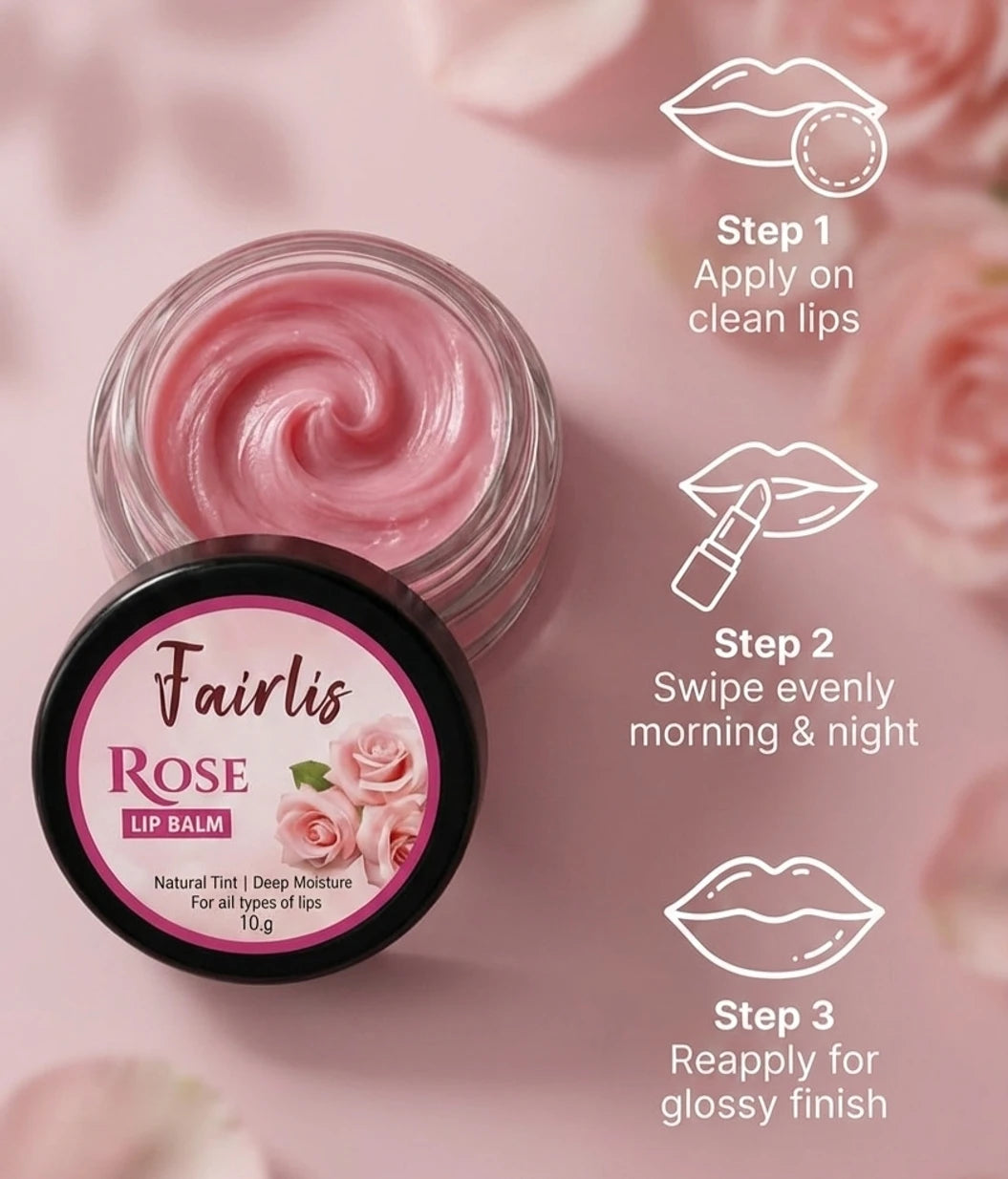 Fairlis Rose Lip Balm For Everyday Repair | Smooth Lip