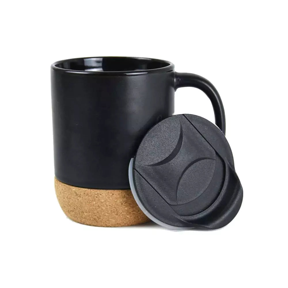 Ceramic Mug with Lid & Cork Base – 385 ml