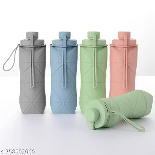 Folding Silicone Water Bottle Portable Sports Travel Cup for Hiking, Running, Camping & Cycling – Compact, Lightweight & Leakproof (600ml) (Pack Of 1)
