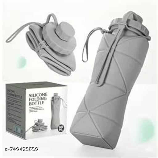 Folding Silicone Water Bottle Portable Sports Travel Cup for Hiking, Running, Camping & Cycling – Compact, Lightweight & Leakproof (600ml) (Pack Of 1)