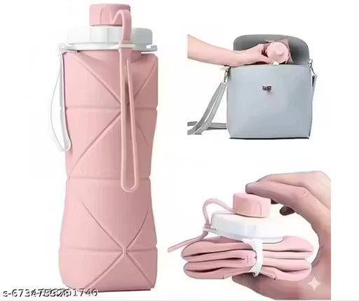 Folding Silicone Water Bottle Portable Sports Travel Cup for Hiking, Running, Camping & Cycling – Compact, Lightweight & Leakproof (600ml) (Pack Of 1)